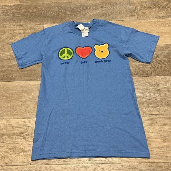 Walt Disney World Vintage Y2K Peace Love Pooh Bear Purple Shirt Adult Small New - Picture 1 of 10